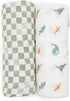 100% 2 Pack Set 2 Little Unicorn Certified Natural Organic Cotton Muslin Swaddle Blanket | Giftable of swaddles (Little