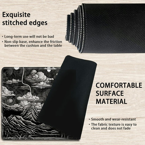 TCG Playmat Board Game Mat Plus 50 Pcs Card Sleeves, 24 x 14 Table Mats with Soft Surface Non-Slip Base