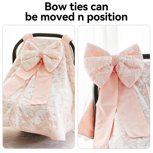 Carseat Canopy Cover with Bow - Versatile Nursing and Stroller Cover
