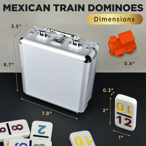 Set 12 Sets Sets 91 Queensell Mexican Train Dominoes with Numbers, Double Dominoes for Adults, Mexican Domino Train