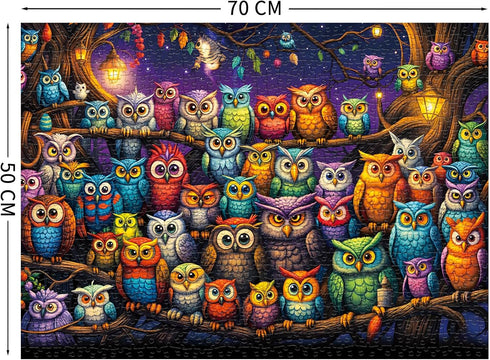 1000 Owl Family Puzzles for Adults Pieces, Letters on Back, Impossible Hard Difficult Challenging, Precise Interlocking