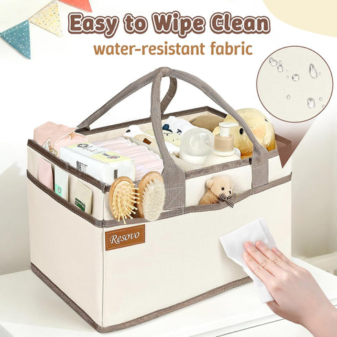 Resovo Baby Diaper Caddy Organizer with Handle, Baby Shower Gifts Basket, Nursery Storage Organizer for Newborn