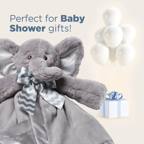 Bearington Baby Lil' Spout Snuggler, 15 Inch Gray Elephant Plush Stuffed Animal Security Blanket