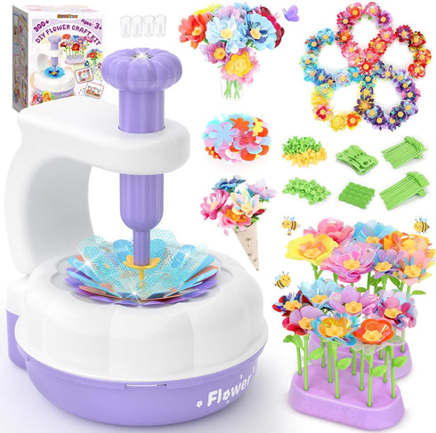 GirlsHome 300+PCS Fabric Flower Bouquets Toys, DIY Flower Making Kit for Kids,
