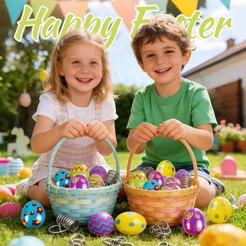 24 3D Pcs Prefilled Easter Eggs with Brain Teaser Puzzles Toys for Kids,Easter Basket Stuffers Filled with Metal