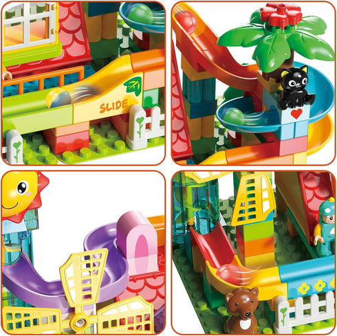 Ysityum 2 1 6 Set, (118PCS) Marble Run Building Blocks Toy - in Compatible Blocks Models with Marble Balls, Montessori