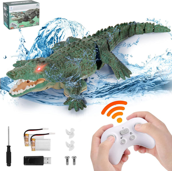 GearRoot Remote Control Crocodile High Simulation RC Crocodile Boat Toys for Swimming