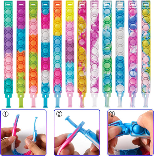 24 Pack Pop Bracelets Fidget Toys Bulk Its Party Favors for Kids Pop Fidget Bracelet It Fidget Toy Fidgets
