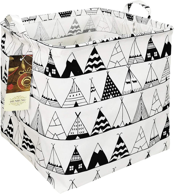 HUNRUNG Square Storage Bins - Nursery Hamper Canvas Laundry Basket, Foldable Waterproof Boxes for Toy Organizer
