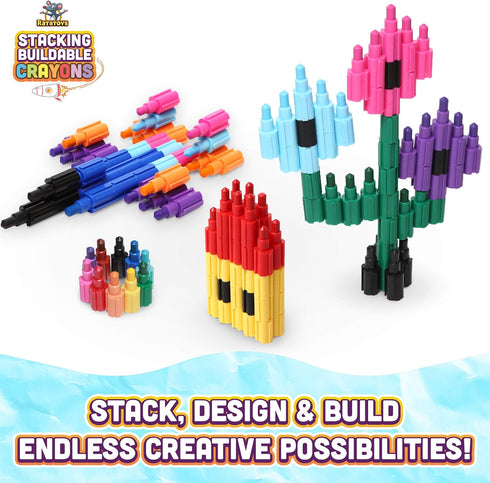 Stacking Crayons, 15 pc Set, Buildable and Stackable for Drawing, Coloring, Arts and Crafts