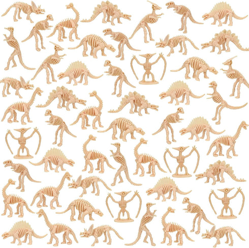 VICROIC 60 PCS Dinosaur Fossil Skeletons, Assorted Dinosaur Skeleton Toys Figures for Science