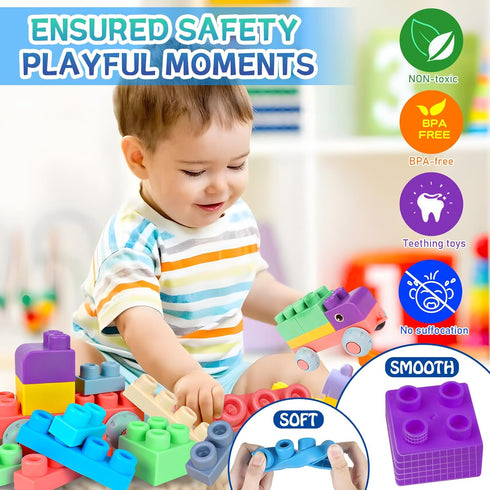 Soft Building Blocks for Toddler, Blocks for Kids 6 Months and up, Large Creative Stacking Blocks 20 PCS STEM Blocks, Toddler Stacking Toy Gifts Colorful Soft Block Sets
