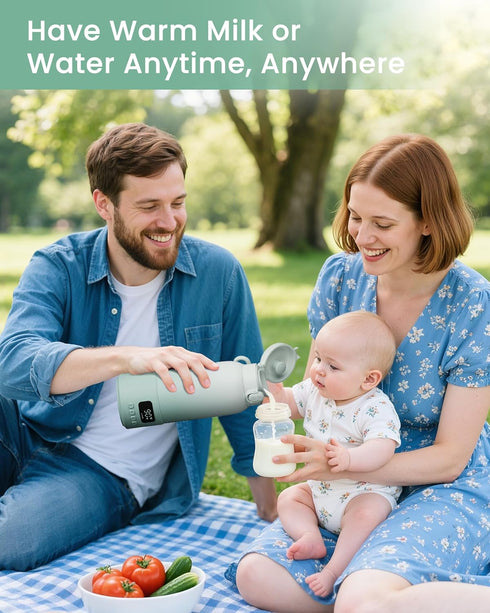 17 Portable Bottle Warmer Extended Battery Life - Dual Heating Modes for Breast Milk & Water, Ounces, Fast Heating