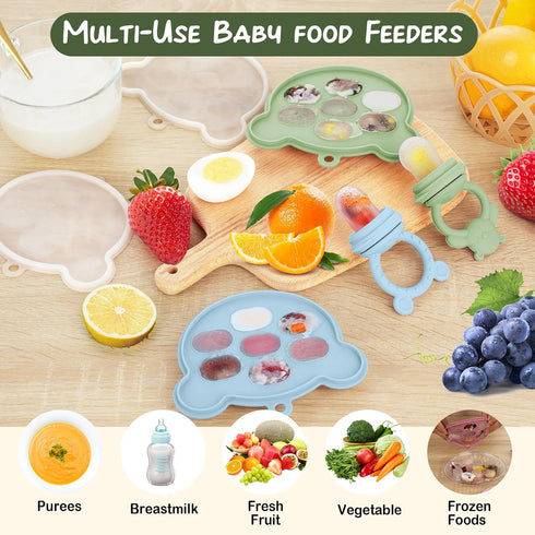 (6 Pack), Baby Breastmilk Popsicle Molds & Baby Fruit Feeder WAJIAYON Infant Food Freezer Tray Storage Containers
