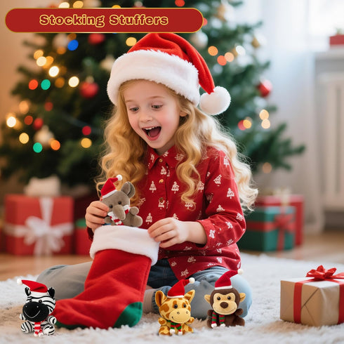 10pcs 6.1 Inch Stocking Stuffers for Kids - Small Stuffed Animals Bulk, Mini Cute Plush Toys, Christmas Tree