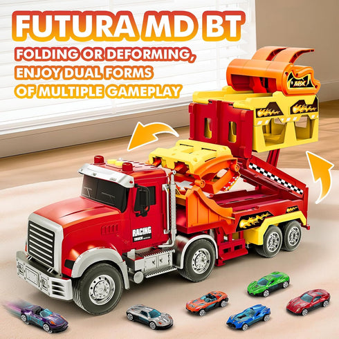 RIANEAN 3 4 5 6 7 8 Playset 6 Kids Toys for Years Old Boys, Carrier Truck Transport Car with Lights Sounds, Foldable