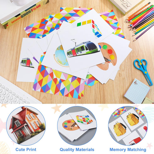 60 Pieces Jumbo Memory Matching Game - 30 Pairs Educational Cards for Preschool Activities