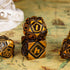 Metal UFO Dice Set: 7 Die Metal Polyhedral Dice for DND Role Playing Games with Skull Bag (Ancient Gold)