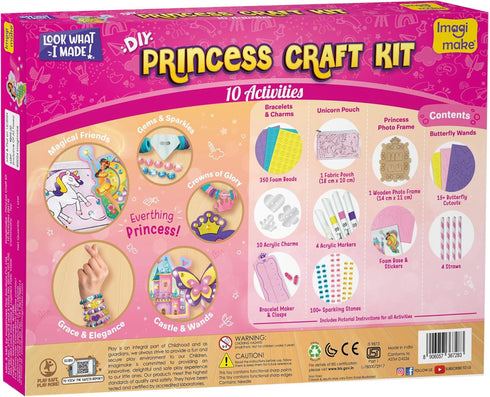 10 6-8 5,6,7,8,9,10,11,12 Imagimake Princess Craft Kit | Mess-Free DIY Activities | Bracelet Making Kit, Unicorn Pouch