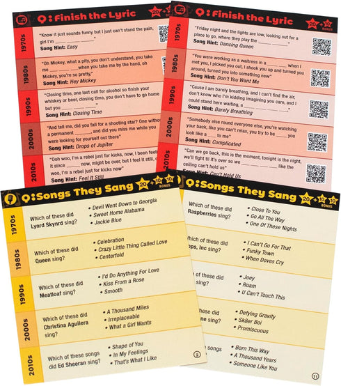 SongFest! Music Trivia Party Game - QR Codes Provide Audio Hints for 5 Decades of Music Memories