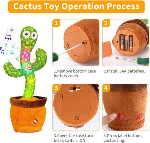 Baby Dancing Cactus Toy, Mimicking Talking Cactus for 6 to 12 Month Olds, Glowing Musical Educational Toy