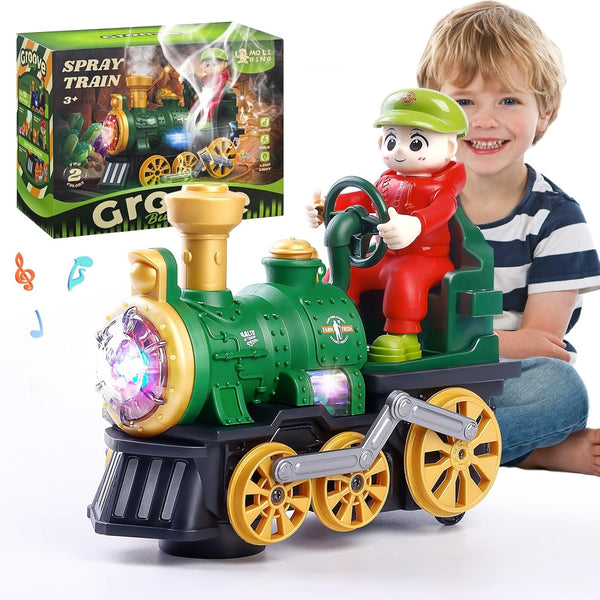 KidsMind Electric Train Toy for Toddler 1-3,Steam Locomotive Bump and Go Truck People