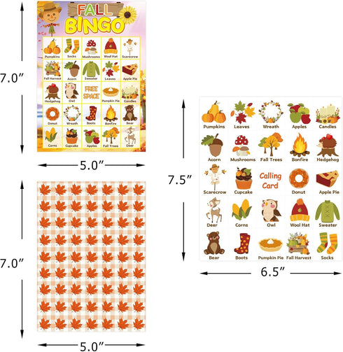 Fall Bingo Game for Kids - 24 Players Happy Harvest Thanksgiving Party Supply