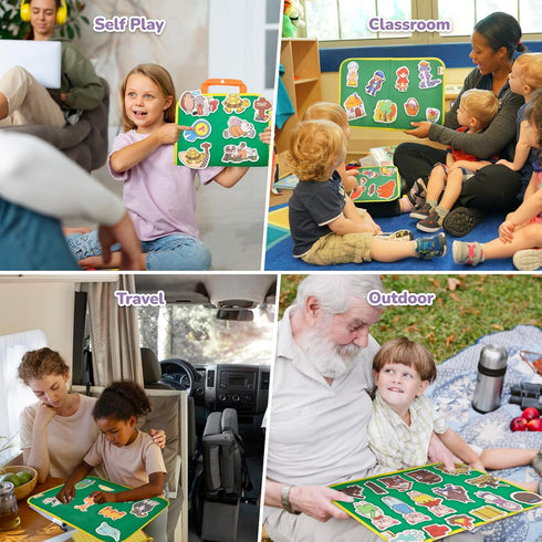 12 Pack Set,Fairy-Tales CHEFAN Felt Board Stories Flannel Board Stories with a Foldable Board for Preschool