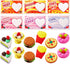 JOYIN 36 Pieces Valentines Day Gift Cards - 3D Dessert Erasers for Kid Classroom Cards, Party Favor Toy Supplies.