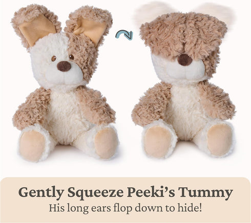 0 7" GUND Baby Peek-a-Boo Peeki Puppy Plush, Dog Stuffed Animal, Baby Toy for Ages and Up, Brown/Cream