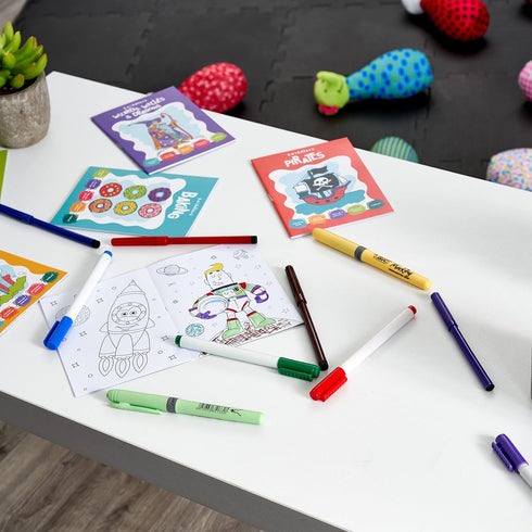 THE TWIDDLERS - 24 Pack Mini Coloring Books for Kids Ages 3+, Includes Castles, Dragons, Space, Pirate, Baking