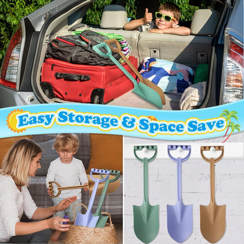Jumbo 3 Pack Shovels, 16 Inch Heavy Duty Plastic Sand Spade for Kids, Great Beach Sand Toy for Outdoor Digging and