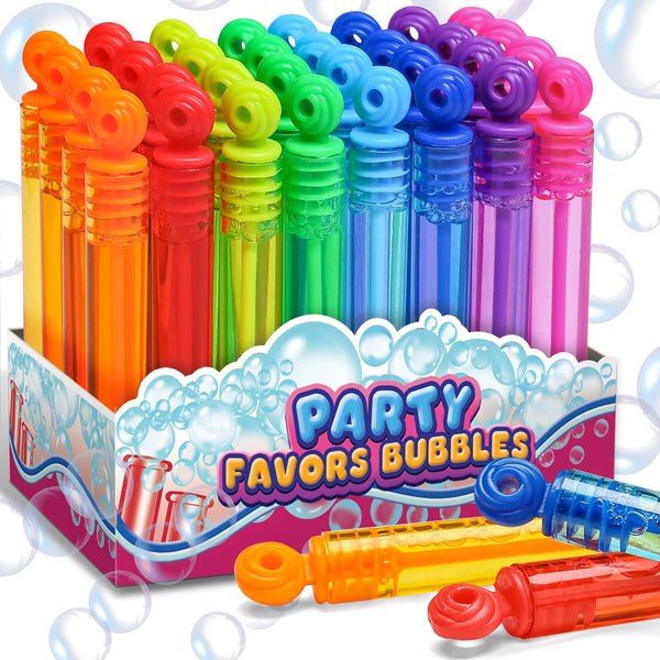 32 Pcs Neon Bubbles for Kids, Mini Bubble Wands for Party Favors, Gift Box, Summer Outdoor Toys
