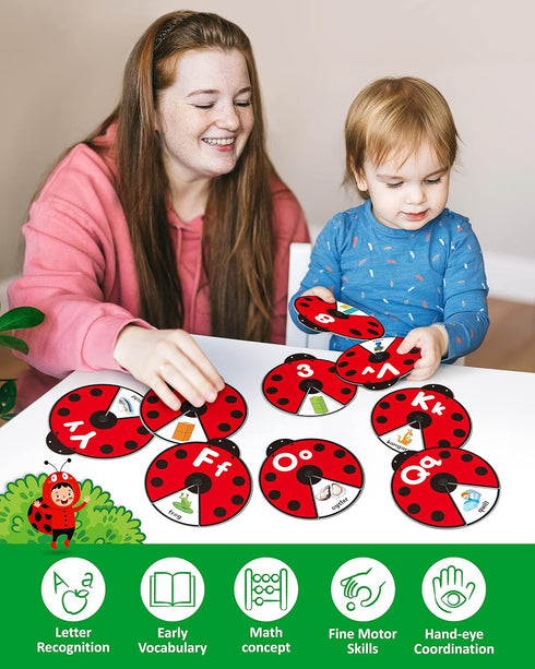 Coogam Interactive Alphabet Learning Toy, ABC Number Letters Spinning Game, Montessori Educational Gift for 3-5 Year