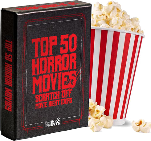 Premium Top 50 Horror Movies Scratch Off Cards - Gifts for Movie Night & Horror Lovers