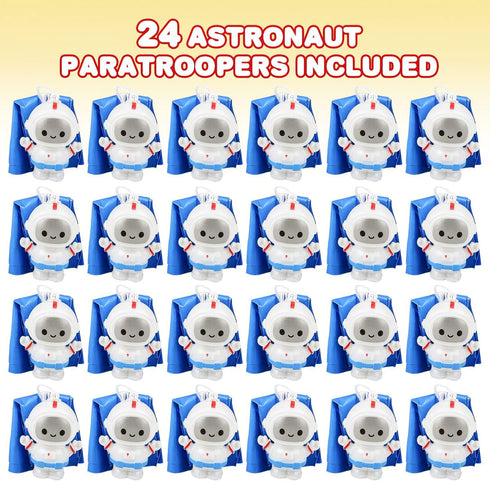 ArtCreativity 24-Pack Mini Astronaut Paratroopers - Durable Parachute Toys for Kids, Space-Themed Party Favors