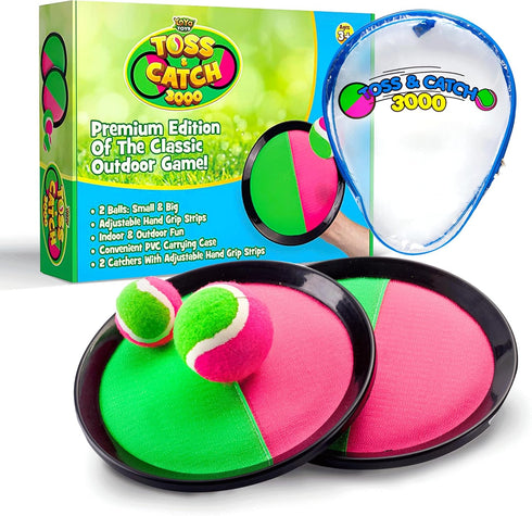 YoYa Toys Toss and Catch Ball Game Set - Outdoor Sports Activities for Kids Ages 4-12, 2 Paddles & 2 Sticky Balls