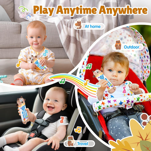 WeeHomm 3 6 Baby Remote Control Toy, Remote Teether for Baby with Realistic Light and Sounds - Languages (English
