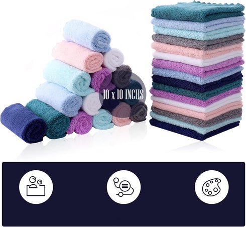 32 Pack 10x10 Inch, Baby Washcloths - Microfiber Baby Towel - Absorbent and Soft Baby Wash Clothes for Newborns
