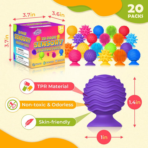 20 Pack Sensory Fidget Toys Kids Adults Textured Suction Cup Sensory Toys for Kids with Autism- Bulk Fidgets