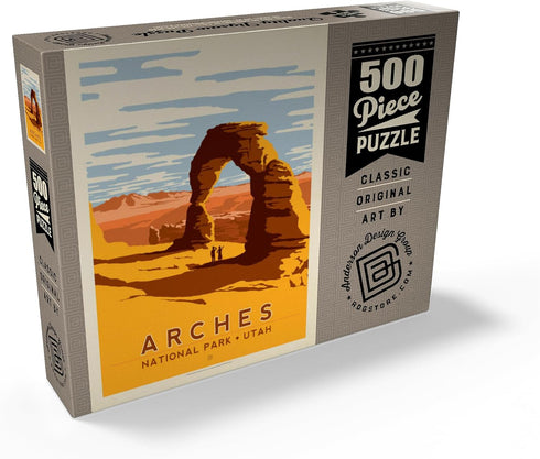 MyPuzzle Arches National Park: Delicate Arch, Vintage Poster - Premium 500 Piece Jigsaw Puzzle for Adults