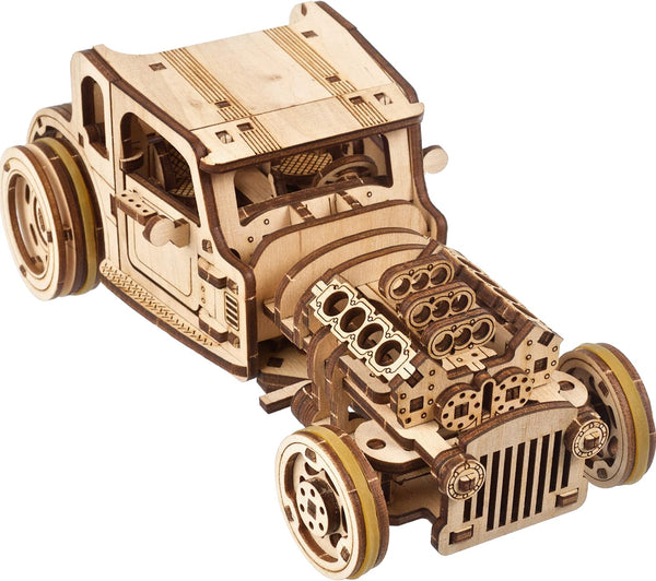 UGEARS 3D Car Model Puzzle, Hot Rod Furious Mouse with Dual Engines, Realistic Scaling Model Kits for All Family