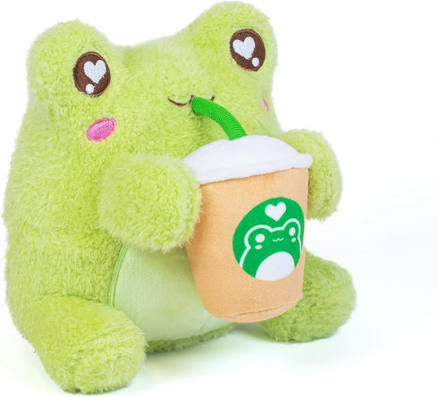Cuddle Barn PlushGoals - Lil Series Scented Coffee Sippin' Wawa, Soft Lime Green Stuffed Animal Kawaii Frog Toy
