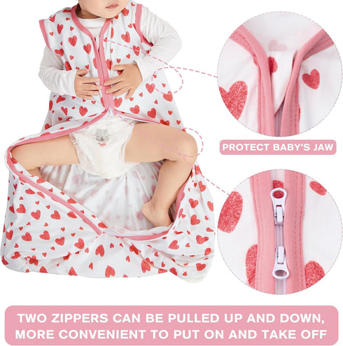 3 Pack 12-18 100% 2-Way 0.3 BSTOPPT Baby Sleep Sack Months Rayon Cotton Baby Sleeping Bag Zipper Toddler Wearable