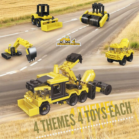 QStar 16 Mini Car Building Blocks Compatible with Lego Party Favors for Kids, Prizes for Kids Classroom, Goodie Bag