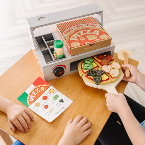 Melissa & Doug Top & Bake Wooden Pizza Counter Play Set, 41 Pcs, FSC Certified