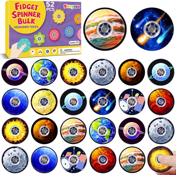 52Pcs Solar System Fidget Spinners for Kids, Outer Space Party Favors, Planet