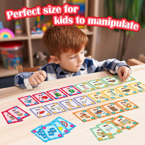 Broytain 4 5 6,Phonics CVC Phonics Games for Toddlers,CVC Word Toy for Kids,Reading Card Game for Ages Flash Cards
