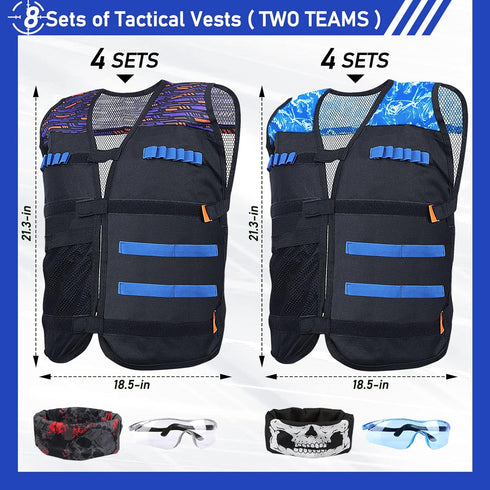 8 Pack Tactical Vest Kits for Nerf Guns N-Strike Elite Series, Kids Birthday Toy Gun Wars, Party Supplies