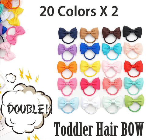 CÉLLOT Toddler Hair Accessories - 40pcs 2.75" Elastics Rubber Ribbon Bands, Bows for Baby Girls